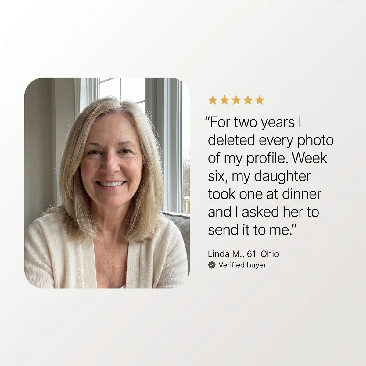Customer review: Linda, 61